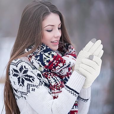 Omisy 4 Pairs Womens Winter Gloves