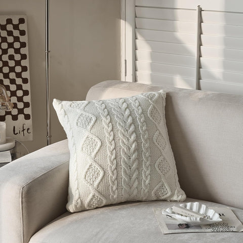 DOKOT Grey Knit Throw Pillow Cover