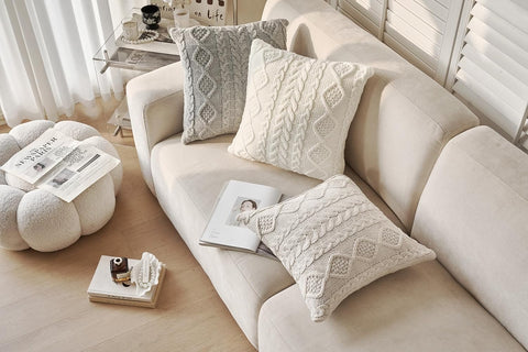 DOKOT Grey Knit Throw Pillow Cover