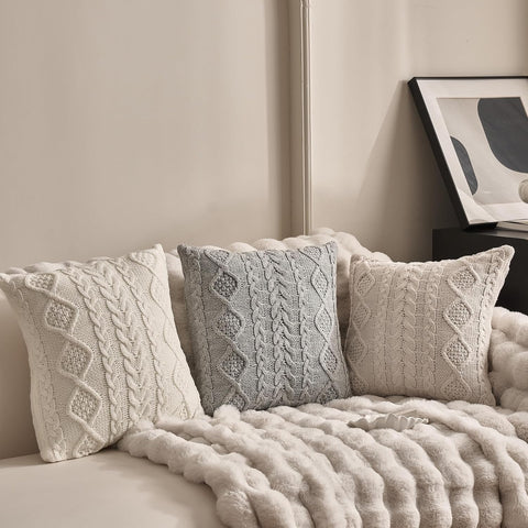 DOKOT Grey Knit Throw Pillow Cover