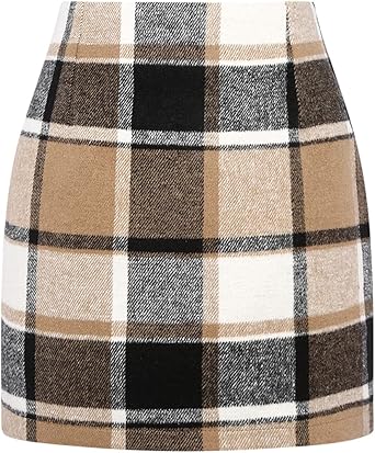 IDEALSANXUN High Waist Plaid Skirt