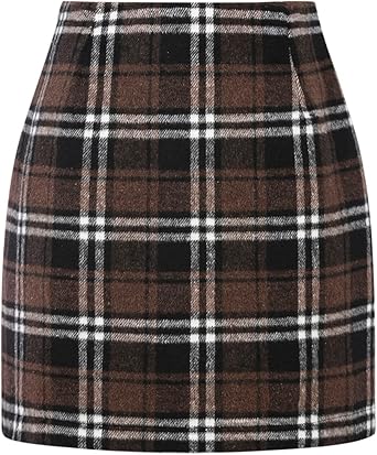 IDEALSANXUN High Waist Plaid Skirt