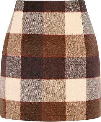 IDEALSANXUN High Waist Plaid Skirt