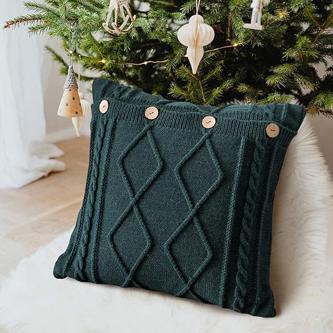 MH MYLUNE HOME Knit Throw Pillow Cover Button Closure