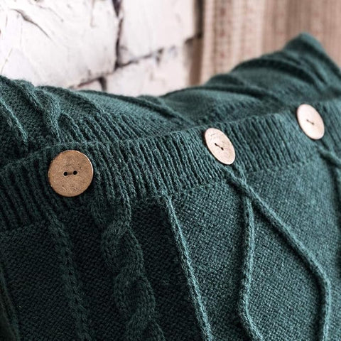 MH MYLUNE HOME Knit Throw Pillow Cover Button Closure