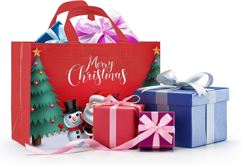 16PCS Christmas Gift Bags,Christmas Tote Bags with Handles, Christmas Treat Bags