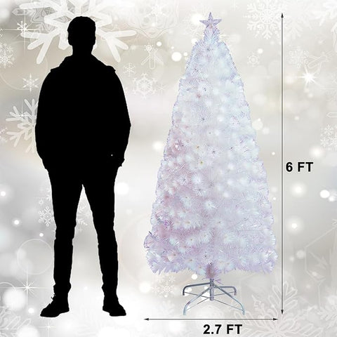 Juegoal |Pre-Lit Optical Fiber Christmas Artificial Tree