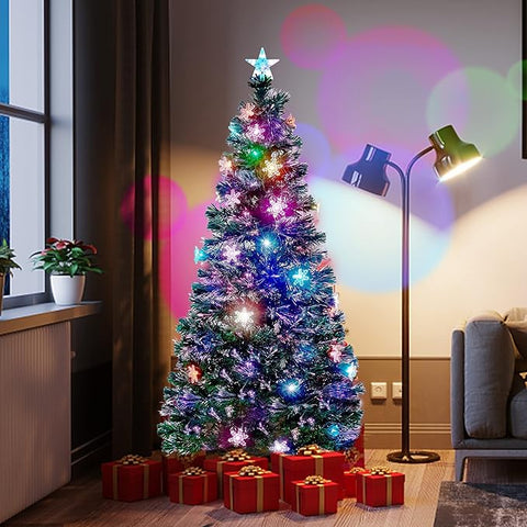 Juegoal |Pre-Lit Optical Fiber Christmas Artificial Tree