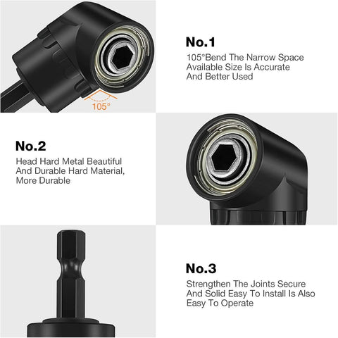 Right Angle Drill Adaptor,4-in-1 Impact Drill Bit Extension