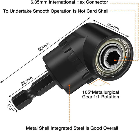 Right Angle Drill Adaptor,4-in-1 Impact Drill Bit Extension