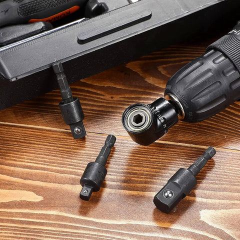 Right Angle Drill Adaptor,4-in-1 Impact Drill Bit Extension