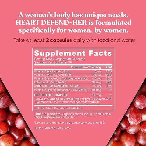 Heart Defend-Her | Grape Seed Extract, Vitamin K2 MK-7, and CoQ10