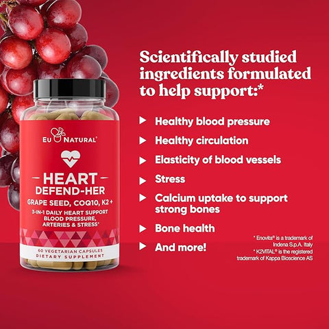 Heart Defend-Her | Grape Seed Extract, Vitamin K2 MK-7, and CoQ10