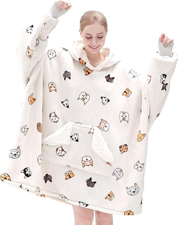 Touchat Wearable Blanket Hoodie | Oversized Sherpa Blanket Sweatshirt