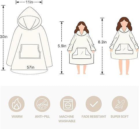 Touchat Wearable Blanket Hoodie | Oversized Sherpa Blanket Sweatshirt