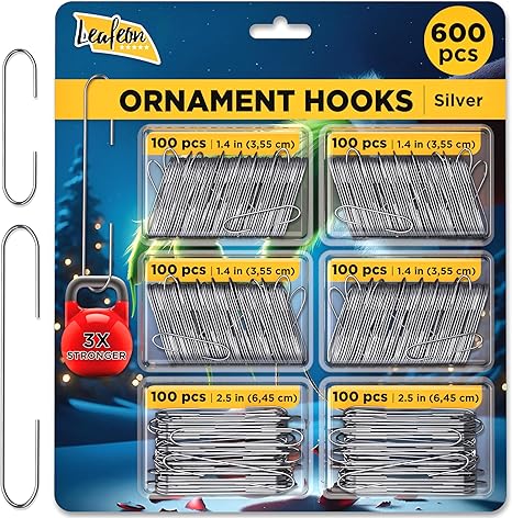 Leafeon 600 Pack Christmas Ornament Hooks