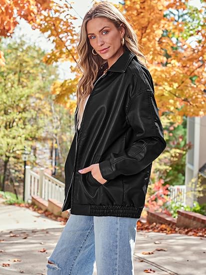AUTOMET Womens Oversized Leather Jackets