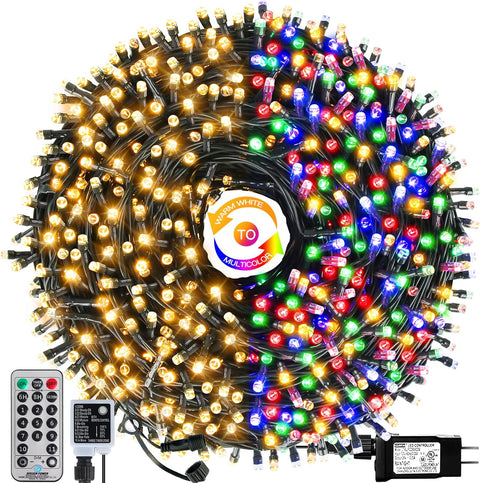 Christmas String Lights End-to-End Plug 8 Modes 108FT 300 LED IP55 Outdoor