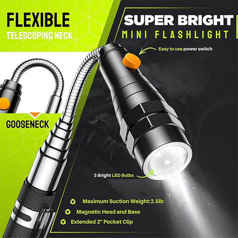 Telescoping Magnetic Pickup Tool Set-Extendable Magnet Flashlight with Inspection Mirror