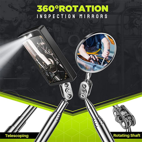 Telescoping Magnetic Pickup Tool Set-Extendable Magnet Flashlight with Inspection Mirror